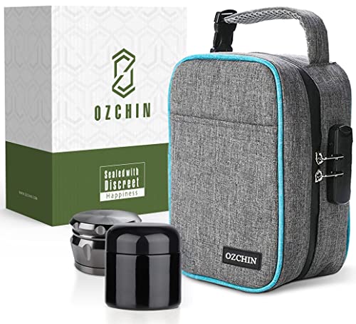 OZCHIN Geruchsdichte Tasche mit Zahlenschloss, abschließbarer Boxbeutel, Reise-Aufbewahrungskoffer, Aktivkohlebeutel (23 x 16 x 12 cm), Frauen Männer von OZCHIN