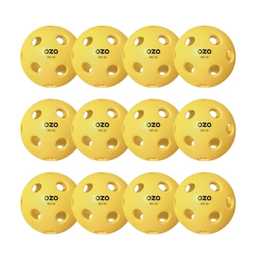 OZO Pickleball - RO-26 - Set mit 12 Indoor-Bällen, 26 Löcher, Spritzgussform von OZO