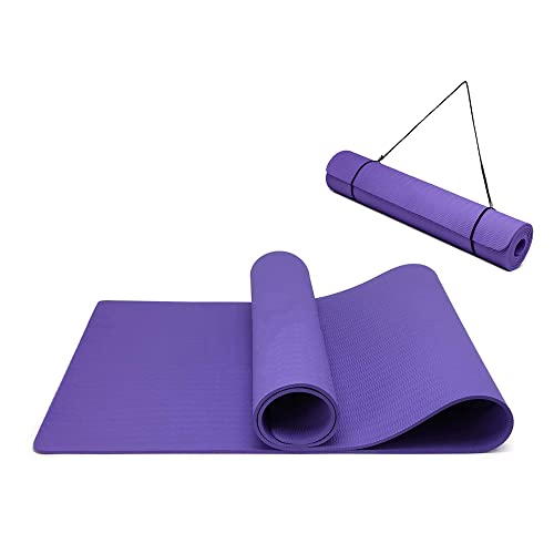 Yogamatte rutschfest und umweltfreundliche TPE Sportmatte mit Tragegurt Gymnastikmatte für Pilates, Workout Fitnessmatte 183 x 61 x 0.6 cm (Lila) von Oak & Tea