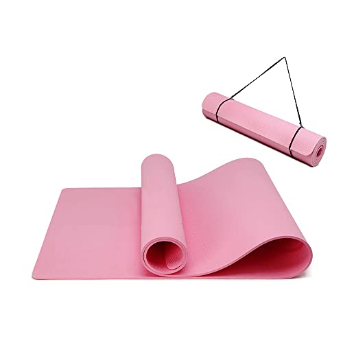 Yogamatte rutschfest und umweltfreundliche TPE Sportmatte mit Tragegurt Gymnastikmatte für Pilates, Workout Fitnessmatte 183 x 61 x 0.6 cm (Rosa) von Oak & Tea