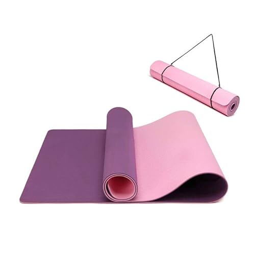 Yogamatte rutschfest und umweltfreundliche TPE Sportmatte mit Tragegurt Gymnastikmatte für Pilates Workout Fitnessmatte 183 x 61 x 0.6 cm (Lila-Rosa) von Oak & Tea