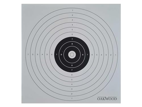 OAKWOOD Zielscheiben 14x14 oder 17x17 | Verschiedene Motive | Luftgewehr Pistole Softair Airsoft CO2 Schießscheibe für Kugelfang 50/100/150 Stück (17x17, 10er-Ring (50)) von OAKWOOD