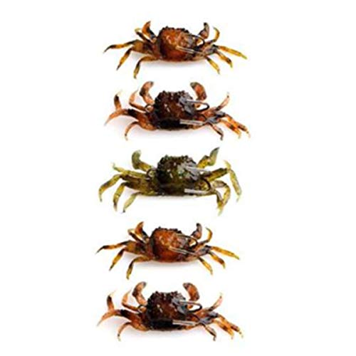 Obahdirry 5 x Krabbenköder, 3D-Simulations-Krabben-Köder, weiche Köder mit spitzem Haken, Seefischköderschnalle, Angelzubehör von Obahdirry