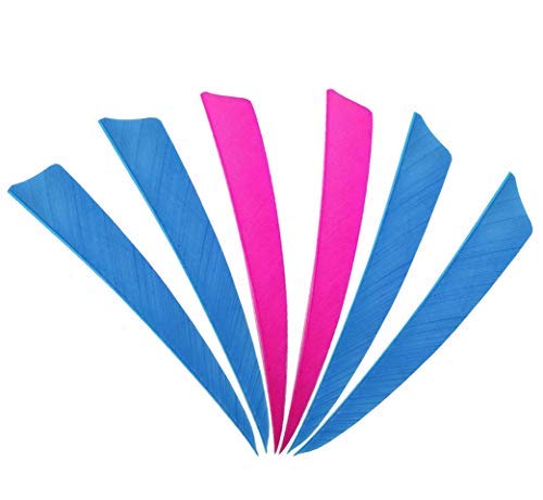 Obert 60 Stück 4 Zoll Naturfedern Pfeilfedern Rechte Flügel Bogenschießen Befiederung Bogensport Zubehör Blau Rosa von Obert