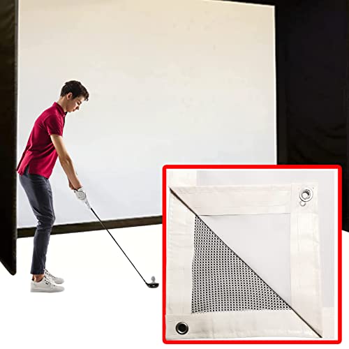 2-in-1 Golf-Simulator-Schlagschutz + Trennnetz für Innenbereich; Premium-Doppelschicht-Multifunktions-Display-Projektionsleinwand für den Außenbereich (Dual-Netz-weißer Rand, 295 x 240 cm) von Obokidly