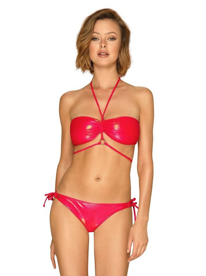 Obsessive Push-Up-Bikini Bikini Coralya rot glänzend Neckholder (Set) von Obsessive