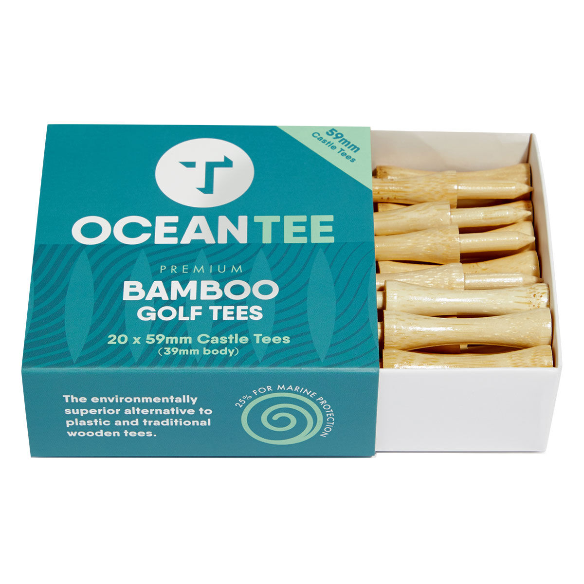 Ocean Tee Brown Pack of 20 Bamboo Castle Golf Tees, Size: 59mm | American Golf von Ocean Tee