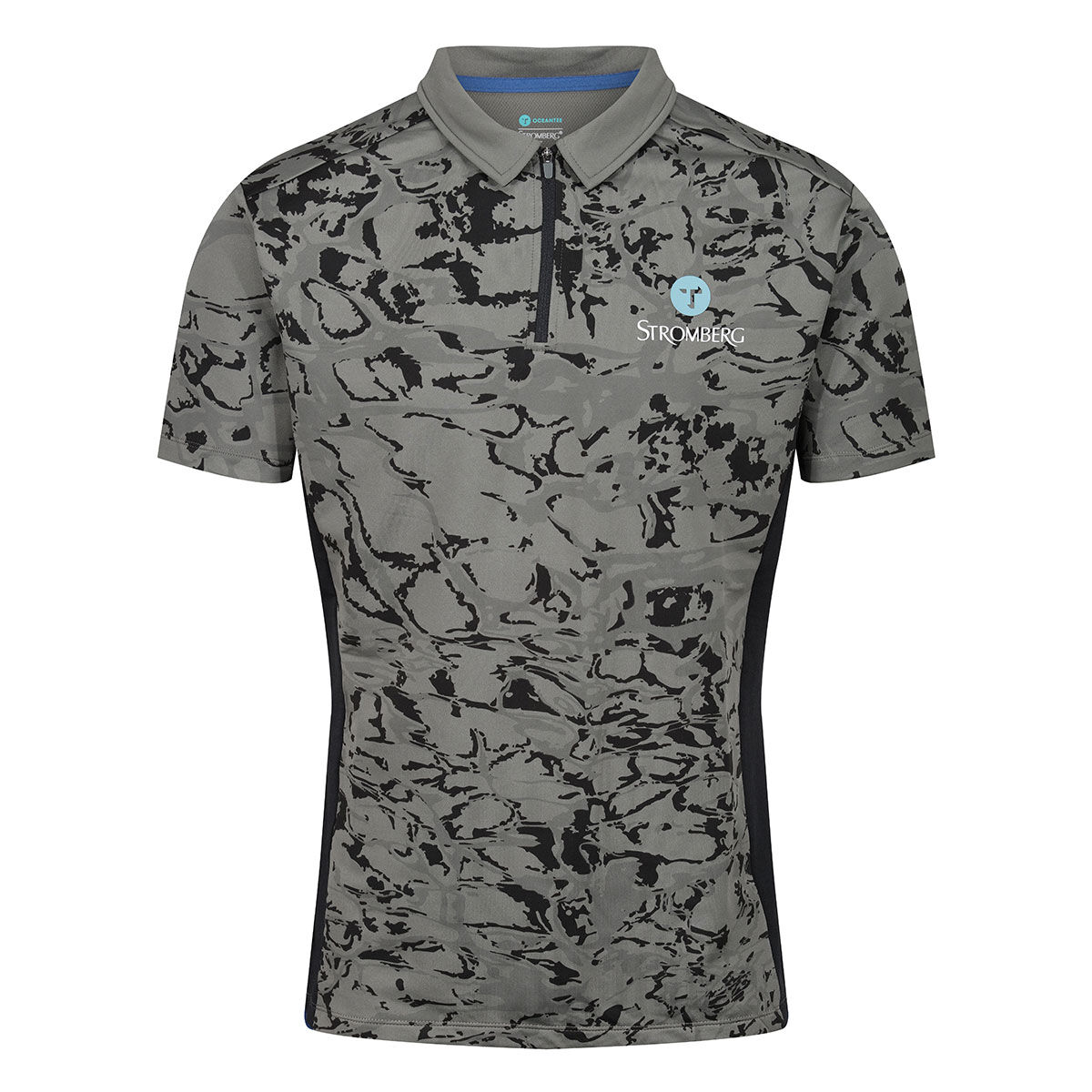 Ocean Tee Mens Grey and Black Stylish Stromberg Print Golf Polo Shirt, Size: Small | American Golf von Ocean Tee