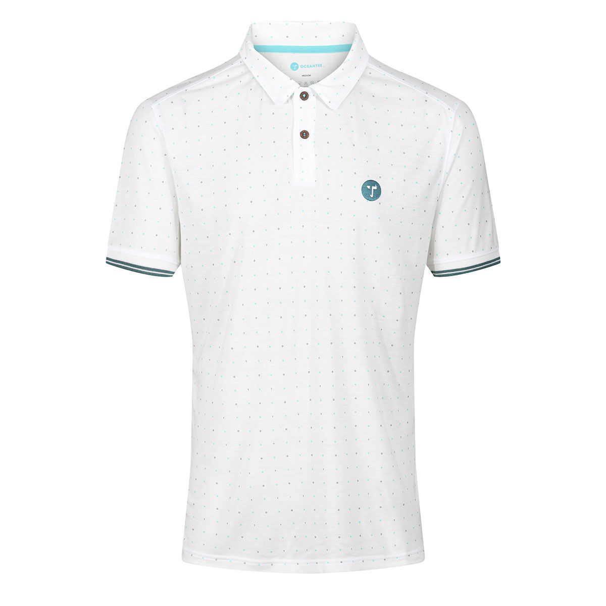 Ocean Tee Stromberg OCEANTEE Repeat Print Golf Polo Shirt, Mens, Bright white, Large | American Golf von Ocean Tee