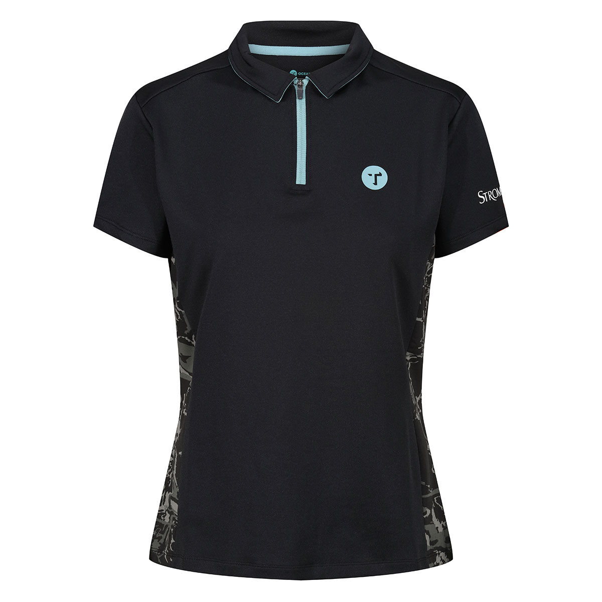 Ocean Tee Women's Black and Grey Stylish Stromberg Print Golf Polo Shirt, Size: Small | American Golf von Ocean Tee