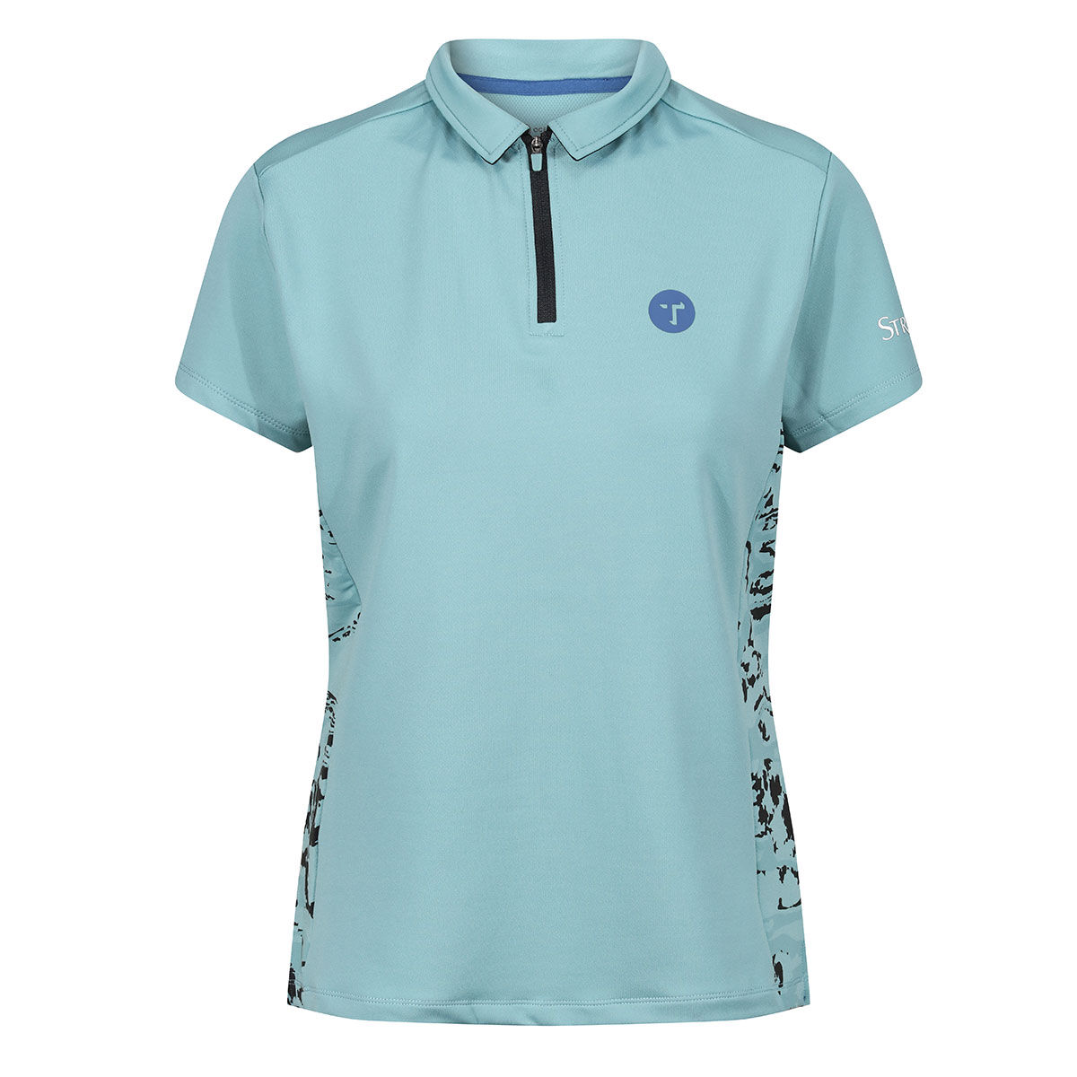 Ocean Tee Women's Light Blue and Black Stylish Stromberg Print Golf Polo Shirt, Size: XS | American Golf von Ocean Tee