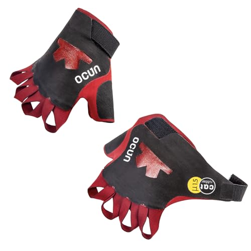 Ocun Crack Gloves Pro Rot - Strapazierfähige elastische Risskletterhandschuhe, Größe M - Farbe Red von Ocun