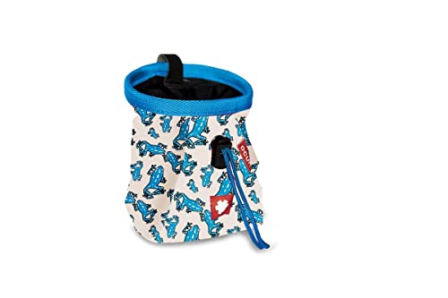 Ocun Lucky Kid + Belt Blau - Praktischer farbenfroher Kinder Chalk Bag, Größe One Size - Farbe Frog Blue von Ocun