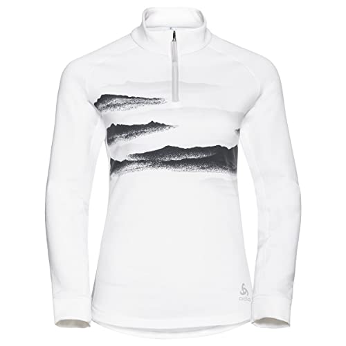 Odlo Damen Langarm Shirt mit Reißverschluss BERRA GRAPHIC, white, XL von Odlo