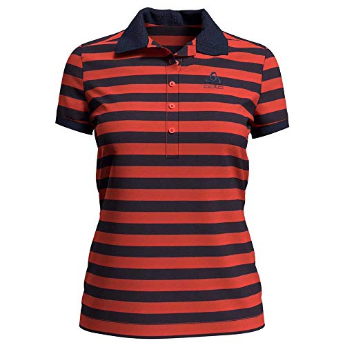 Odlo Damen Concord Poloshirt, hot Coral-Diving Navy-Stripes, S von Odlo