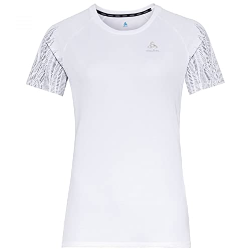 Odlo Damen ESSENTIAL PRINT Kurzarm Laufshirt, white, XL von Odlo