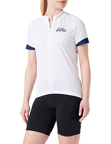 Odlo Damen Radtrikot mit Reißverschluss und Print ESSENTIALS, white - blue wing teal, XS von Odlo