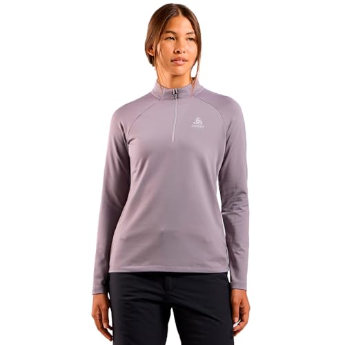 Odlo Damen Fleecepullover Essential Light Midlayer Mit Halbreißverschluss Langarm Wandershirt Outdoor Mid Layer, Gray Ridge, M EU von Odlo