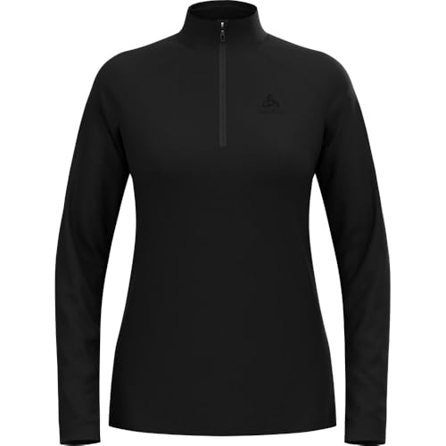 Odlo Damen Fleecepullover Essential Light Midlayer Mit Halbreißverschluss Langarm Wandershirt Outdoor Mid Layer, Schwarz, M EU von Odlo