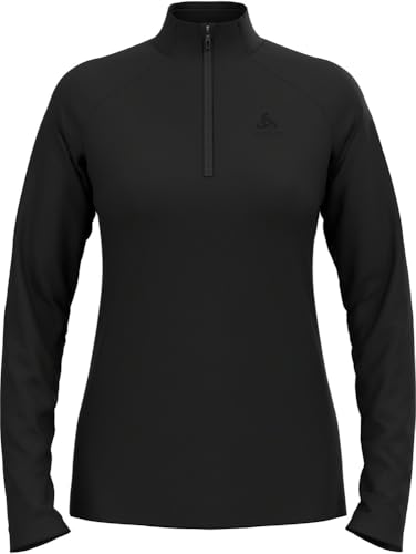 Odlo Damen Fleecepullover Essential Light Midlayer Mit Halbreißverschluss Langarm Wandershirt Outdoor Mid Layer, Schwarz, L EU von Odlo