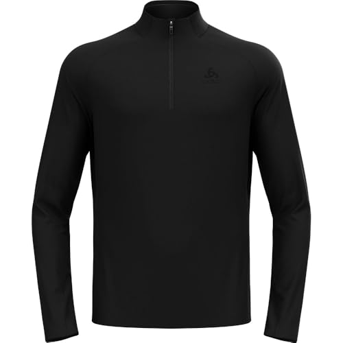 Odlo Herren Fleecepullover Essential Light Midlayer Mit Halbreißverschluss Langarm Wandershirt Mid Layer, Schwarz, XL EU von Odlo
