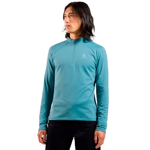 Odlo Herren Fleecepullover Essential Light Midlayer Mit Halbreißverschluss Langarm Wandershirt Mid Layer, Provincial Blue, S EU von Odlo