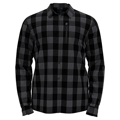 Odlo Herren Shirt L/S Halden Check Hemd, Black - Odlo Graphite Grey, S EU von Odlo
