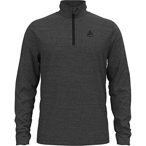 Odlo Herren Langarm Shirt mit Reißverschluss ROY, shale grey - black stripes, M von Odlo