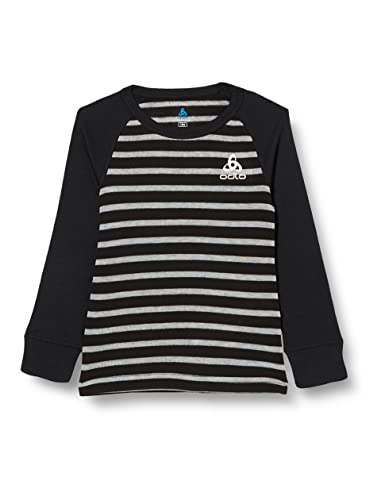 Odlo Kinder Funktionsunterwäsche Langarm Shirt mit Streifen Print ACTIVE WARM ECO, black - grey melange, 104 von Odlo