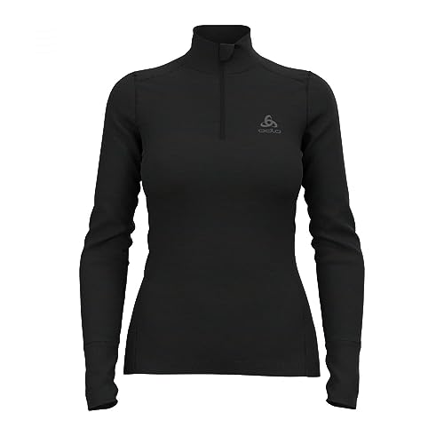 Odlo Damen Funktionsunterwäsche Langarm Shirt mit Reißverschluss MERINO 200, black, XS von Odlo