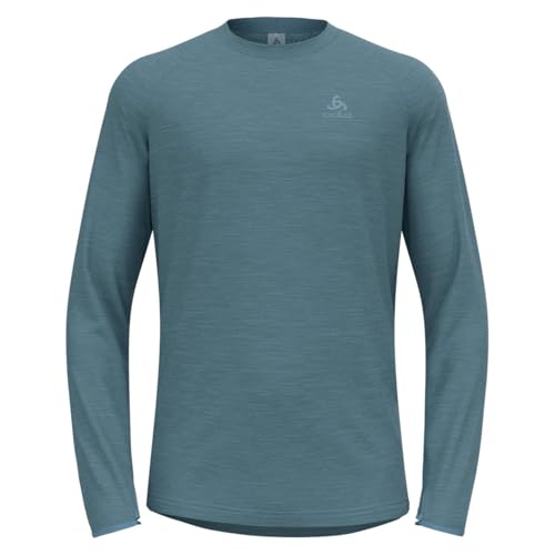 Odlo Herren Laufshirt Langarm Essential Thermal I Sport Shirt Männer Oberteil Midlayer Fitness Sweater, Provincial Blue Melange, S EU von Odlo