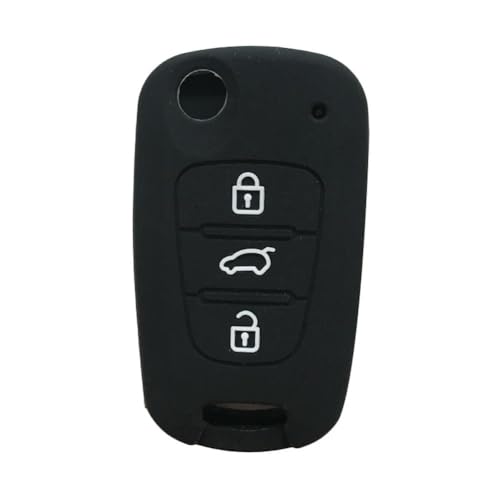 Odongk Günstige Autoschlüssel-Fernbedienung mit 3 Tasten, klappbar, für K-IA RIO K2 K5 Sportage Sorento Halter Silikon Schlüsselhülle Schlüsselanhänger Schwarz von Odongk
