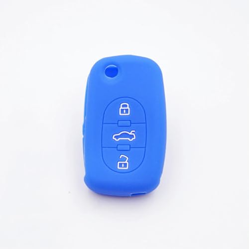 Odongk Schlüsselhülle für A1 A4 B6 A6 C5 TT 8N Silikon Autoschlüssel Cover 3 Tasten Schlüsseltasche Halter Schutz Autozubehör - Dunkelblau von Odongk
