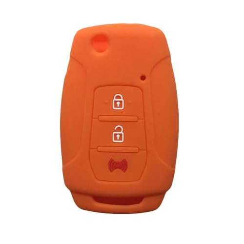 Odongk Silikon-Autoschlüssel-Hülle für S-Sangyong, Tivoli, Rexton, KorandoC, 3-Tasten-Abdeckungen für Autoschlüssel, Klappschlüssel, Alarm, Schlüsselabdeckung, Orange von Odongk
