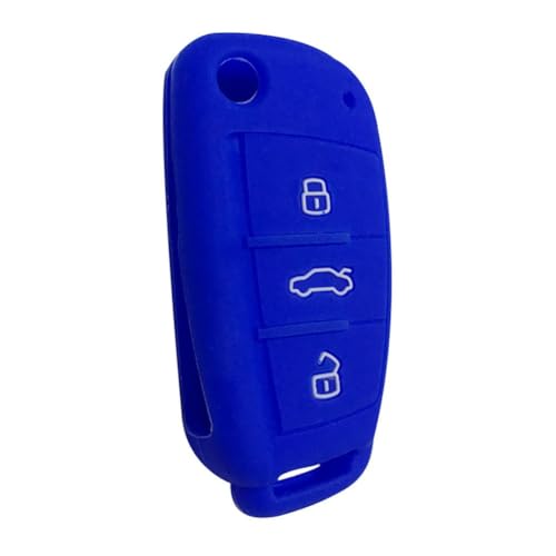 Odongk Silikon-Autoschlüssel-Hülle für Sline A3, A5, Q3, Q5, A6, C5, C6, A4, B6, B7, B8, TT, 80, S6, Autoschlüssel-Schutzhülle, Zubehör, Blau von Odongk