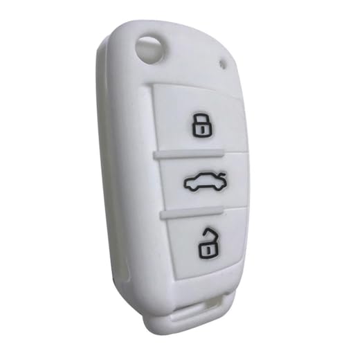 Odongk Silikon-Autoschlüssel-Hülle für Sline A3 A5 Q3 Q5 A6 C5 C6 A4 B6 B7 B8 TT 80 S6, Autoschlüssel-Schutzhülle, Zubehör, Weiß von Odongk
