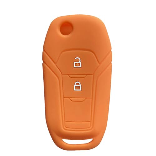 Odongk Silikon-Gel-Schlüsselhülle für F-ord Fusion Escape für M-ondeo Everest Ecosport Ranger, Klapp-Schlüsselhalter, Schlüsselanhänger, Autozubehör, Orange von Odongk