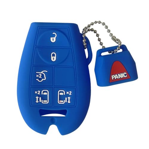 Odongk Silikon-Schlüsselhülle für J-eep für D-odge Grand Caravan Commander für C-hrysler Town Country Fernbedienung Schlüsselgehäuse Schlüsselanhänger Auto Schutz blau von Odongk