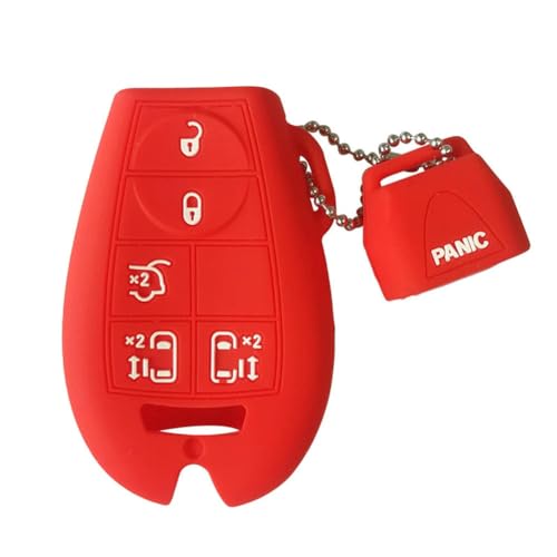 Odongk Silikon-Schlüsselhülle für J-eep für D-odge Grand Caravan Commander für C-hrysler Town Country Fernbedienung Schlüsselgehäuse Schlüsselanhänger Auto Schutz rot von Odongk