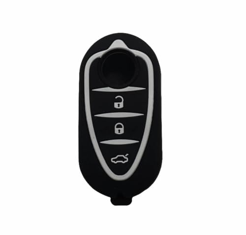 Odongk Silikon-Schlüsselhülle für a-lfa für r-omeo 4C Mito Giulietta Myth 159 GTO GTA Klapp-Fernbedienung für J-ACket Carstying-schwarz weiße Taste von Odongk