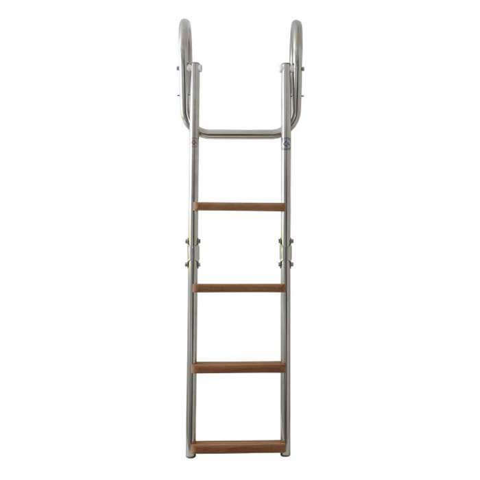Oem Marine 4 Wooden Steps Stainless Steel Platform Ladder Braun 27 x 63-112 cm von Oem Marine