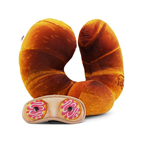 Oh My Pop Pop! Croissant-Neck Travel Pillow and Sleeping Mask Reisekissen, 33 cm, Braun (Brown) von Oh My Pop!
