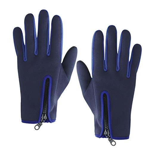 OhMill Herren Damen Thermo Wasserdicht Handschuhe Touchscreen Winterhandschuhe Fahrradhandschuhe Laufhandschuhe für Laufen Wandern Radfahren (Blau M) von OhMill
