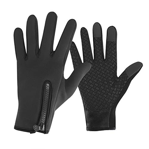 OhMill Herren Damen Thermo Wasserdicht Handschuhe Touchscreen Winterhandschuhe Fahrradhandschuhe Laufhandschuhe für Laufen Wandern Radfahren (Schwarz M) von OhMill