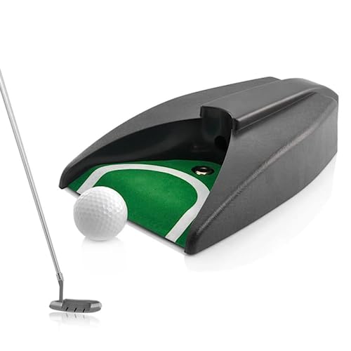 OhhGo Golf Trainingshilfen Mat, Automatischer Putt-Rückführer von, für Golf-Übungsmatte für Indoor Outdoor und Außenbereich, Schwarz von OhhGo