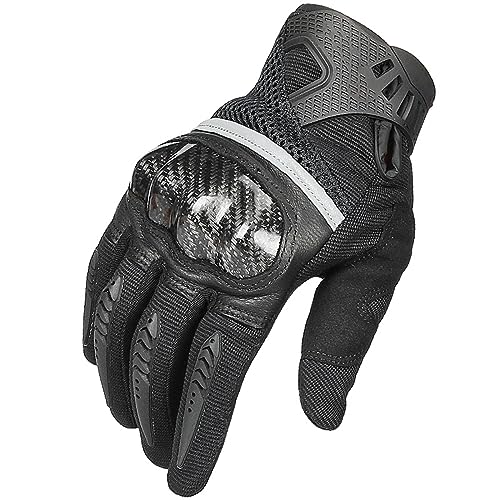 OhhGo Motorrad Handschuhe, mit Kohlefaser Knöchelprotektor und Touchscreen Taktische Handschuhe, mit reflektierendem Streifen Militär Einsatzhandschuhe, für Motorradrennen,Motorcross, Mountainbike von OhhGo