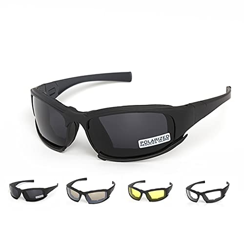 OhhGo Polarisierte Brille, winddichte Schaumstoffpolsterung, Brille mit 4 austauschbaren Gläsern für Radfahren, Angeln von OhhGo
