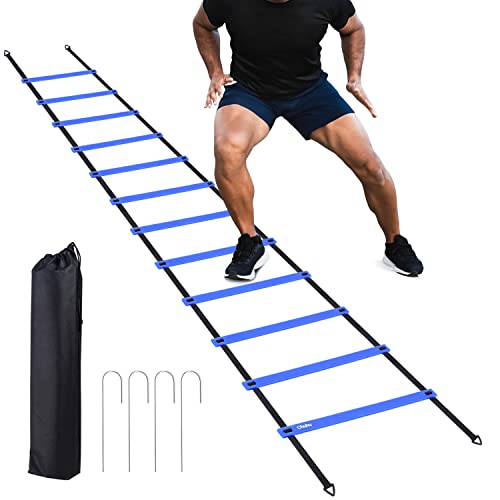 Ohuhu Coordination Ladder, 4-6 m Training Ladder, Football Agility Ladder Exercises, Coordination Training Ladder with Bag (Blue Ladder) von Ohuhu