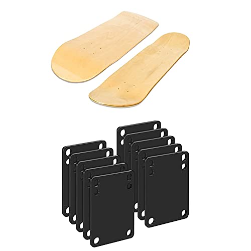 Oikabio 1 Set Ahorn-Skateboard-Decks mit doppeltem Schwanz, Skateboard-Lichtdecks und 10 Stück 3 mm Skateboard-Stoßdämpfer-Pads von Oikabio