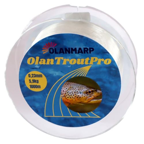 Olanmarp monofile Zielfischschnur 1000 m - Nylon Angelschnur - Bastelschnur - Schnur zum Basteln (Transparent - Forelle, 0,23 mm - 5,9 kg) von Olanmarp